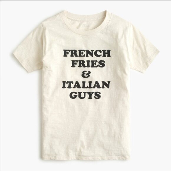 J. Crew Cream Graphic Tee - French Fries & Italian Guys - Picture 1 of 10